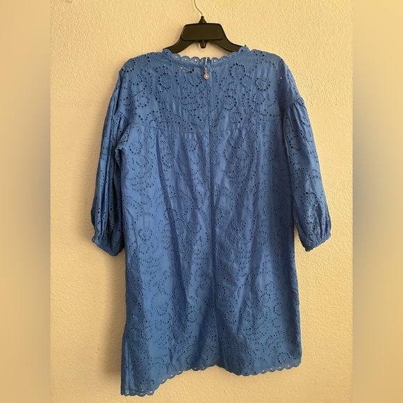 Kate Spade Floral Eyelet Puff Sleeve Dress in Blue 10 - Picture 5 of 16